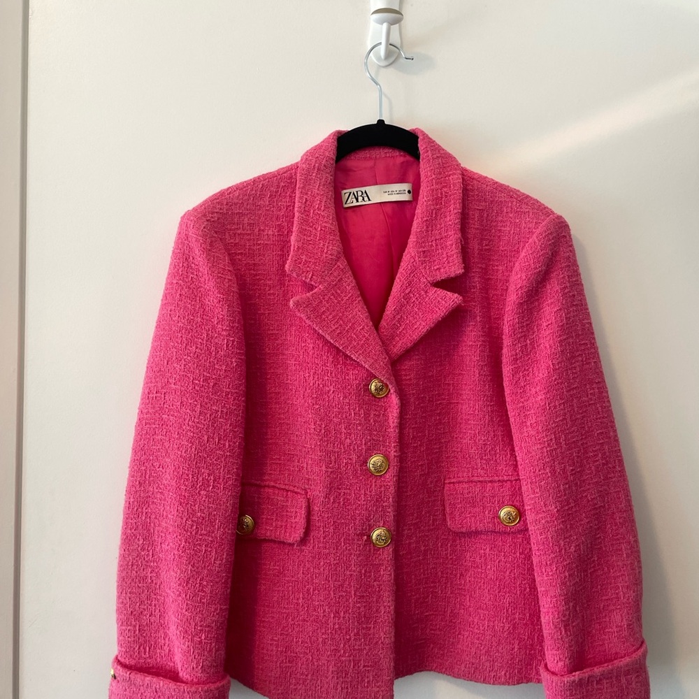 Zara Pink Blazer Structured Suit Jacket